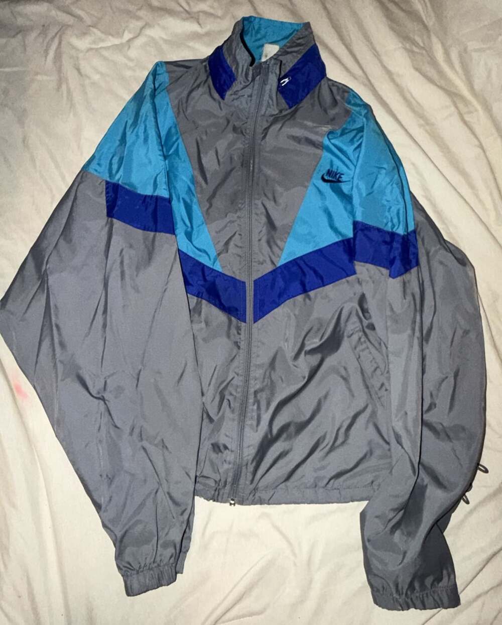 Vintage Nike Gray Tag Colorblock Windbreaker Jacket Size L Grey Blue